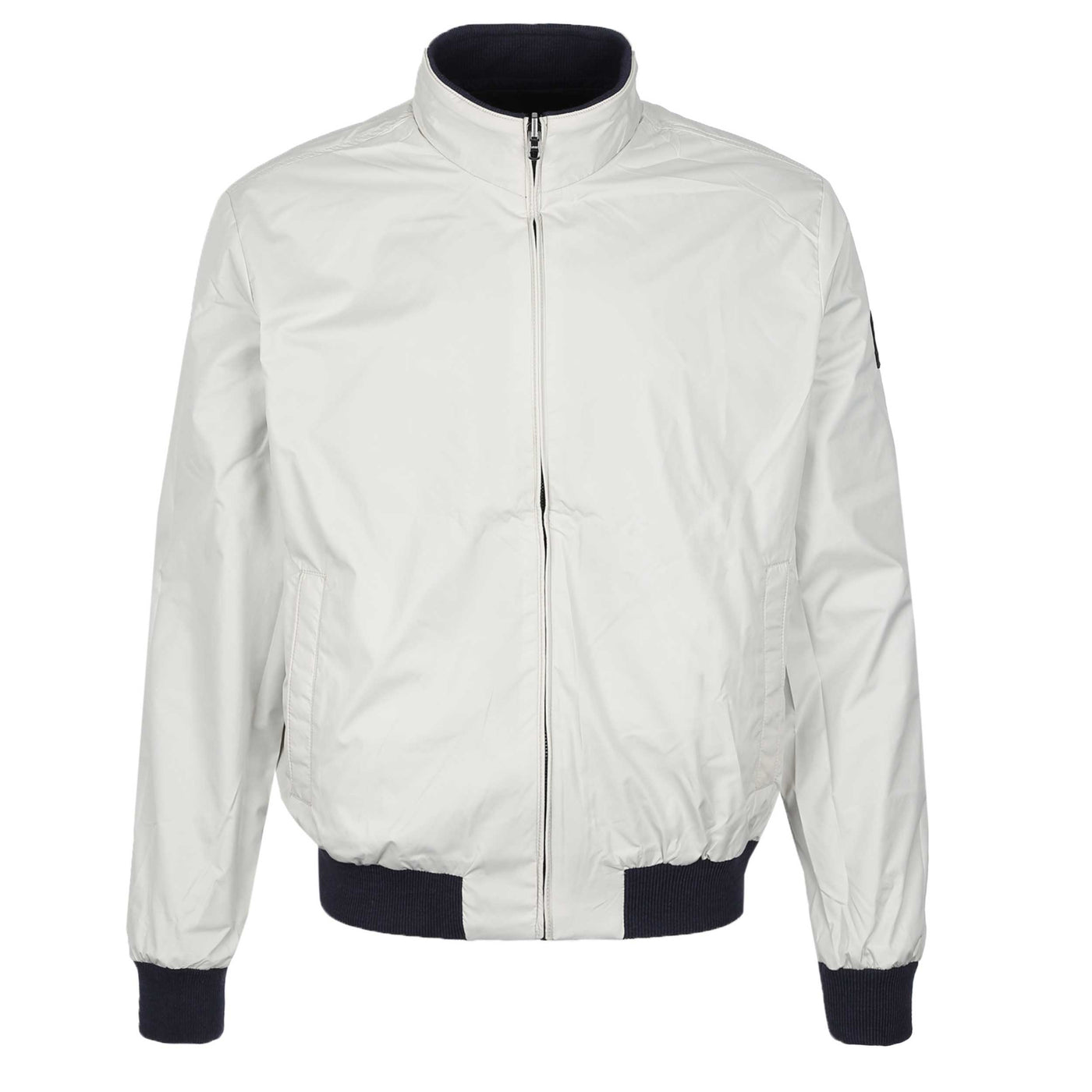 Sandbanks Reversible Nylon Funnel Bomber Jacket in Navy Stone Side
