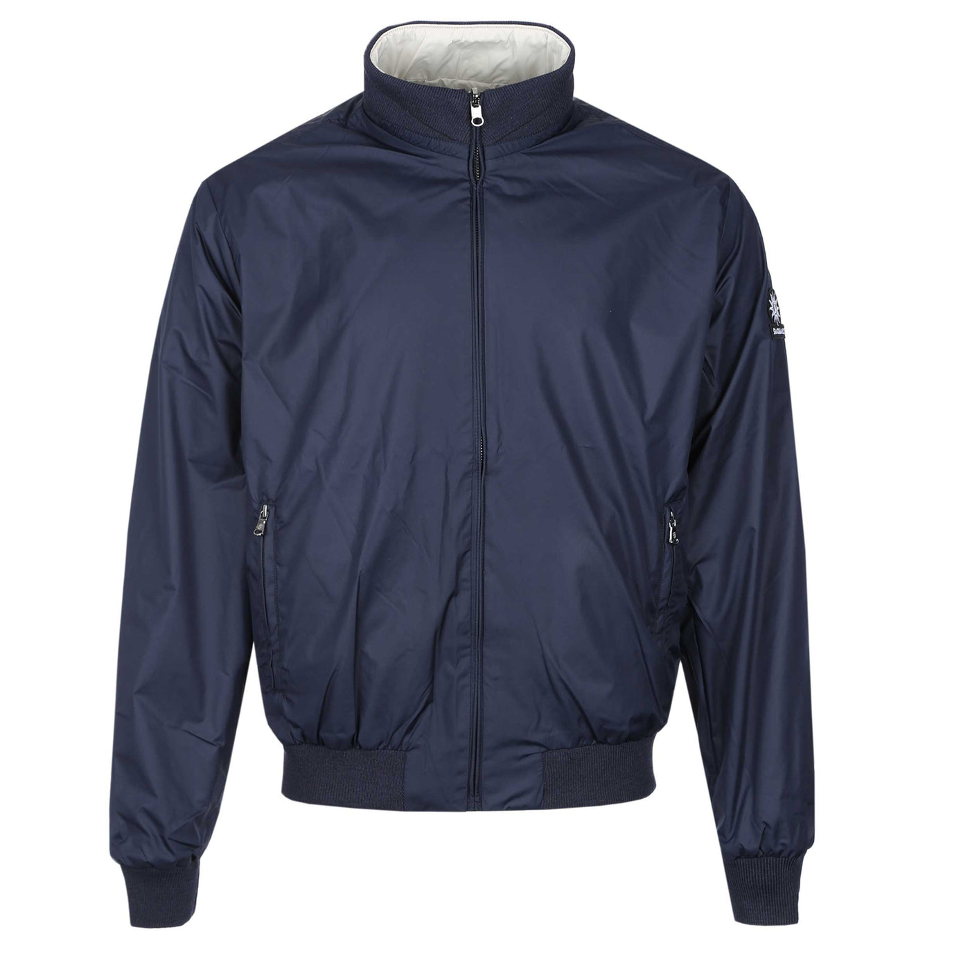 Sandbanks Reversible Nylon Funnel Bomber Jacket in Navy