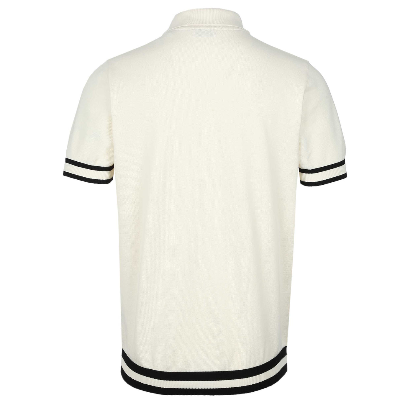 Sandbanks Striped Hem Pique Polo Shirt in Natural Stone Back