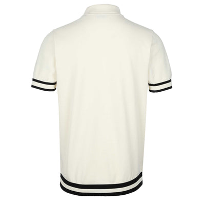 Sandbanks Striped Hem Pique Polo Shirt in Natural Stone Back