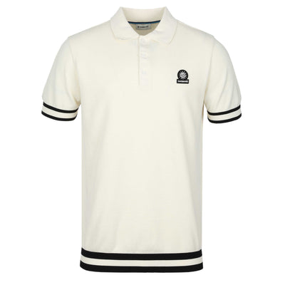 Sandbanks Striped Hem Pique Polo Shirt in Natural Stone