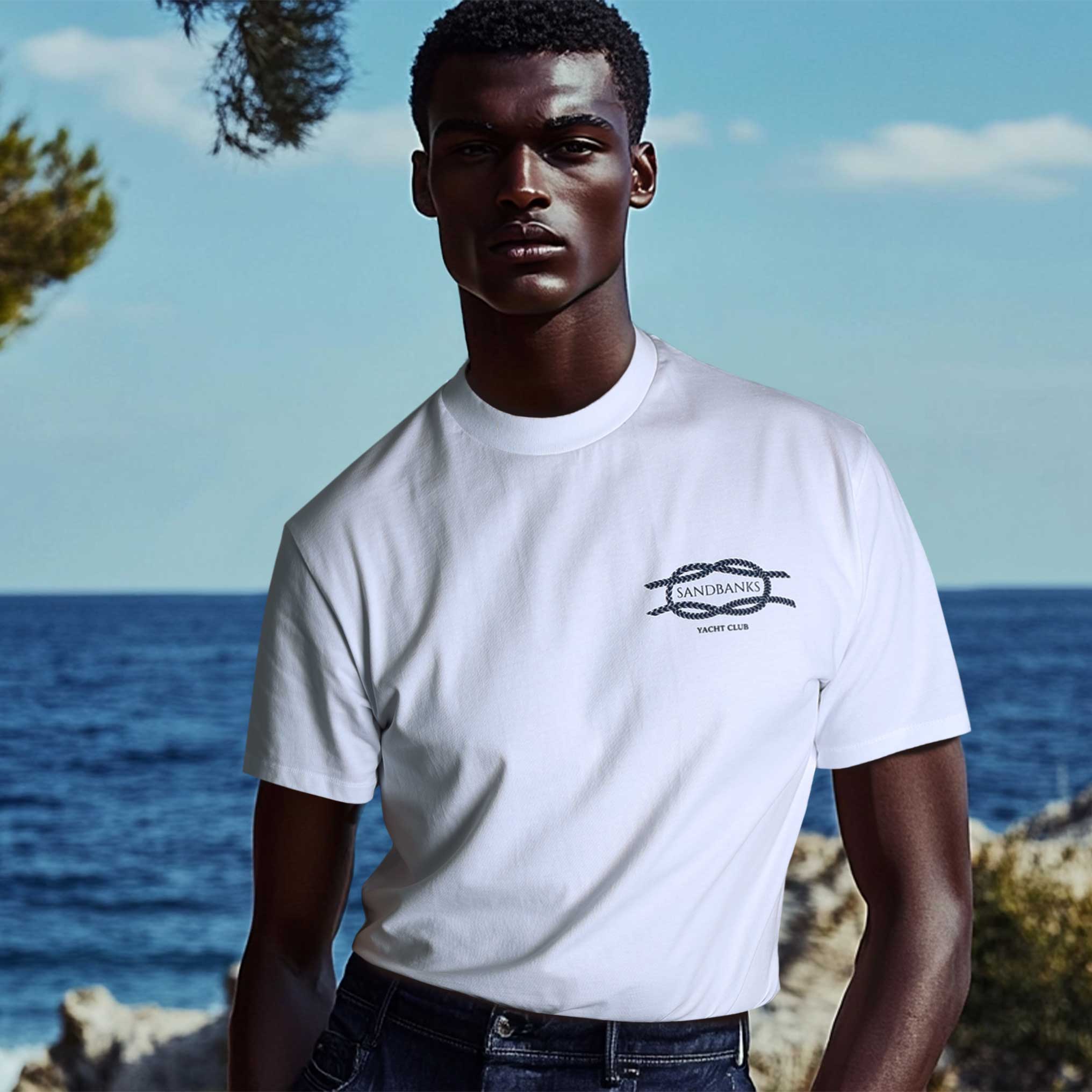 Sandbanks Yacht Club T Shirt in White