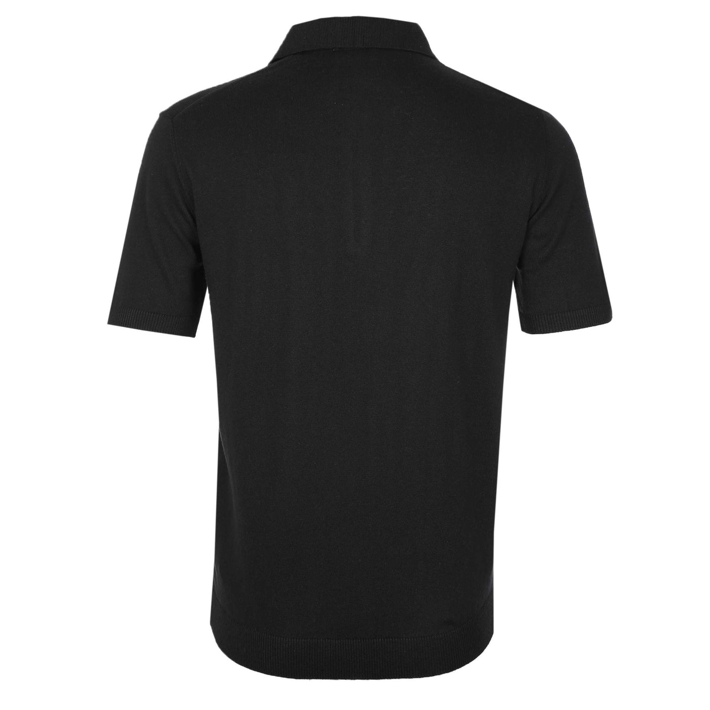 Sandbanks Zip Up Knitted Polo Shirt in Black Back