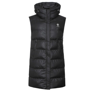 Sandbanks Shell Bay Hooded Long Gilet in Black Front