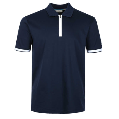 Sandbanks Silicone Zip Polo Shirt in Navy Front