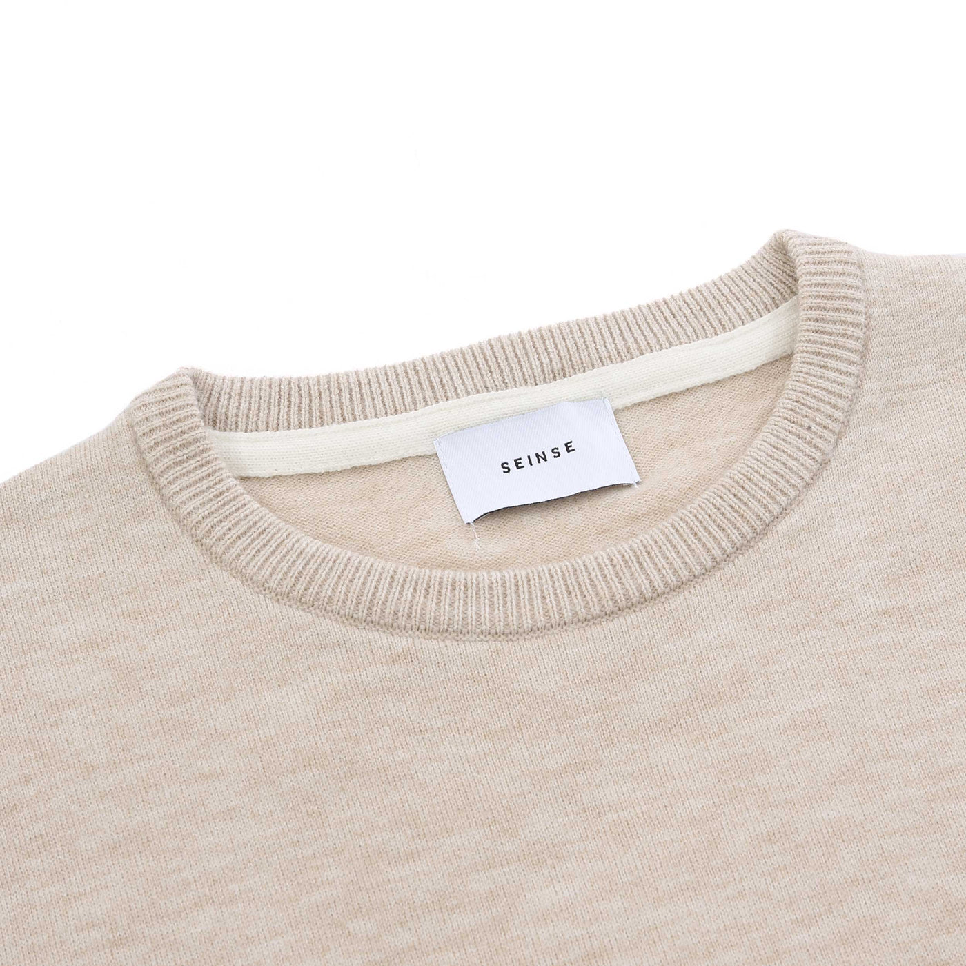 Seinse Crew Neck Knitwear in Beige Melange Neck