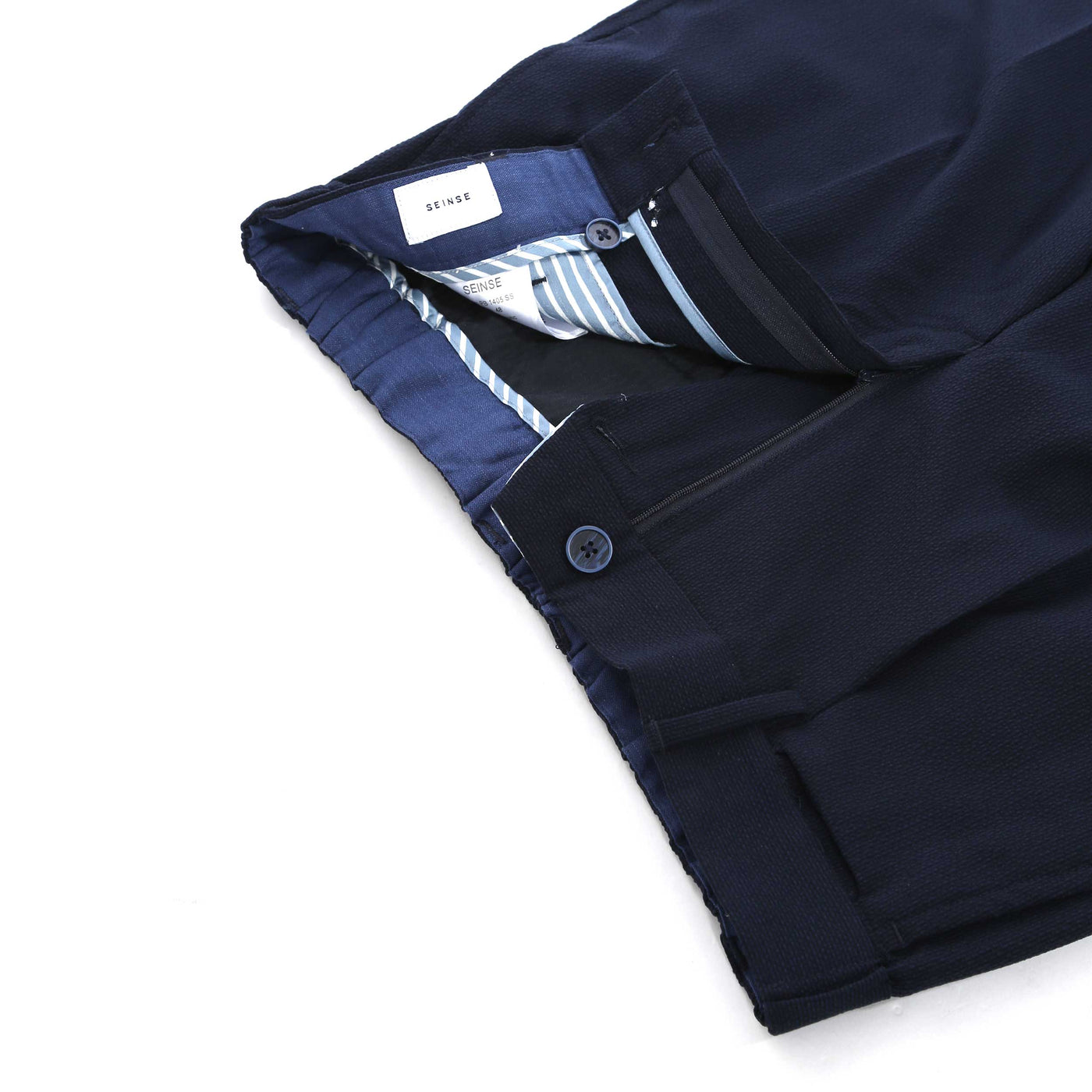 Seinse Seersucker Short in Navy Waist
