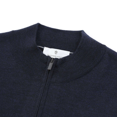 Thomas Maine 1/4 Zip Knitwear in Navy Neck