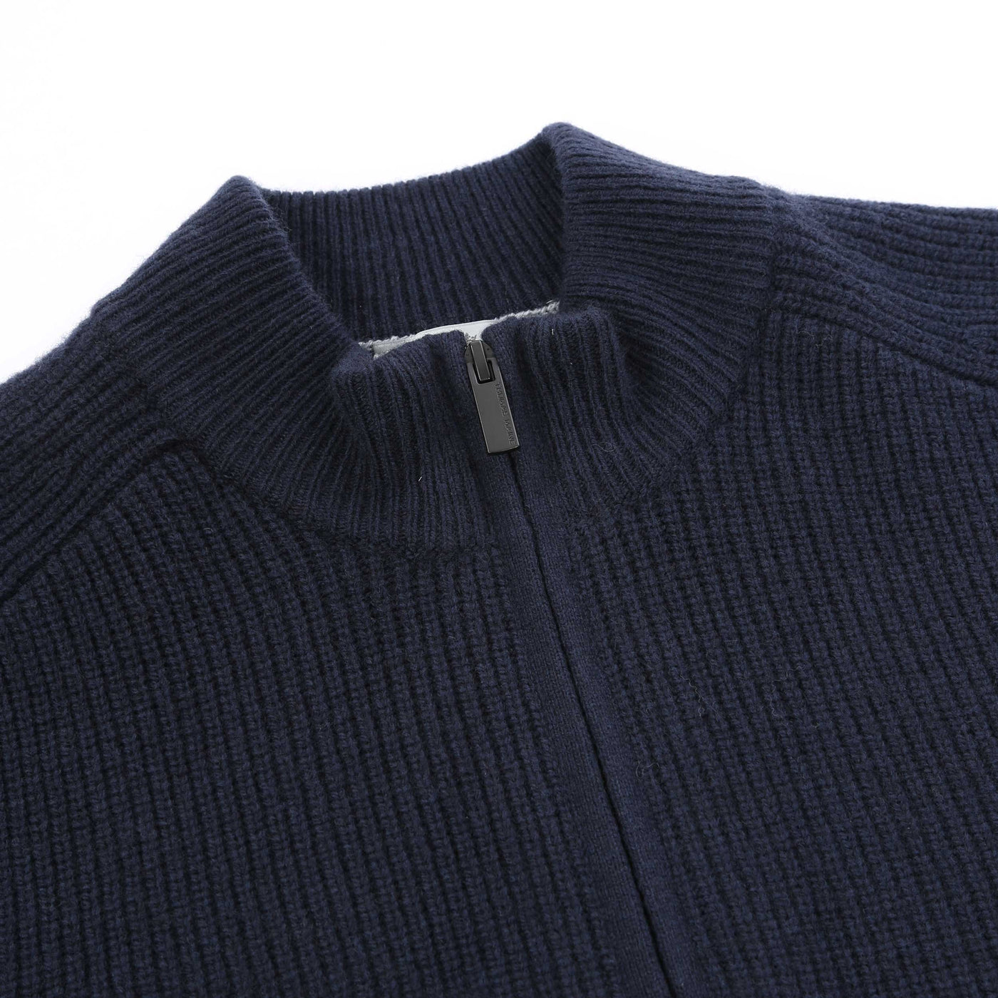 Thomas Maine 1/4 Zip Lambs Wool Knitwear in Navy Placket