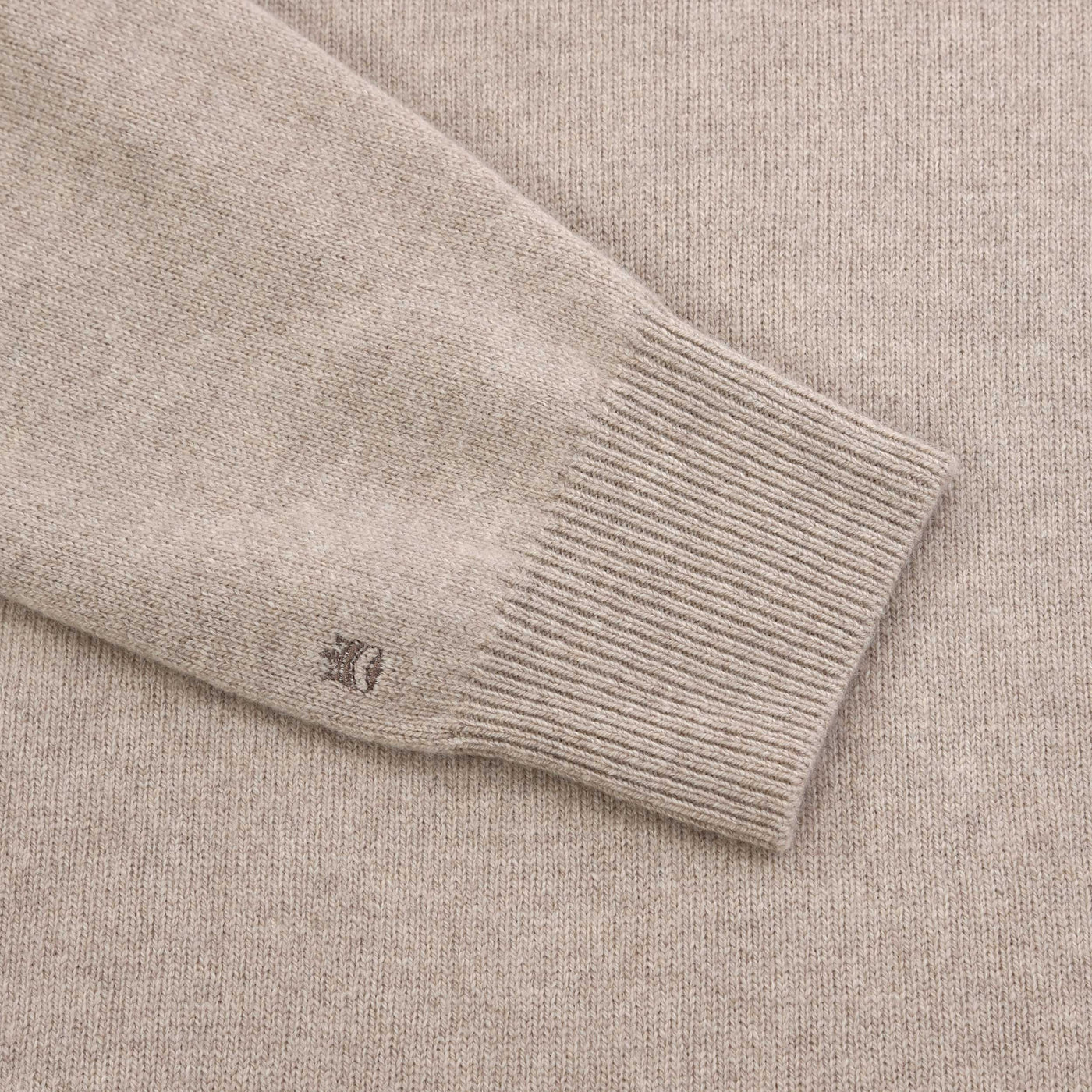 Thomas Maine 2 Button Lambs Wool Knit Polo in Beige Logo