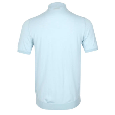 Thomas Maine 3 Button Knit Polo Shirt in Sky Blue Back