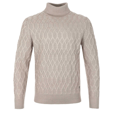 Thomas Maine Chunky Cable Roll Neck Knitwear in Oatmeal