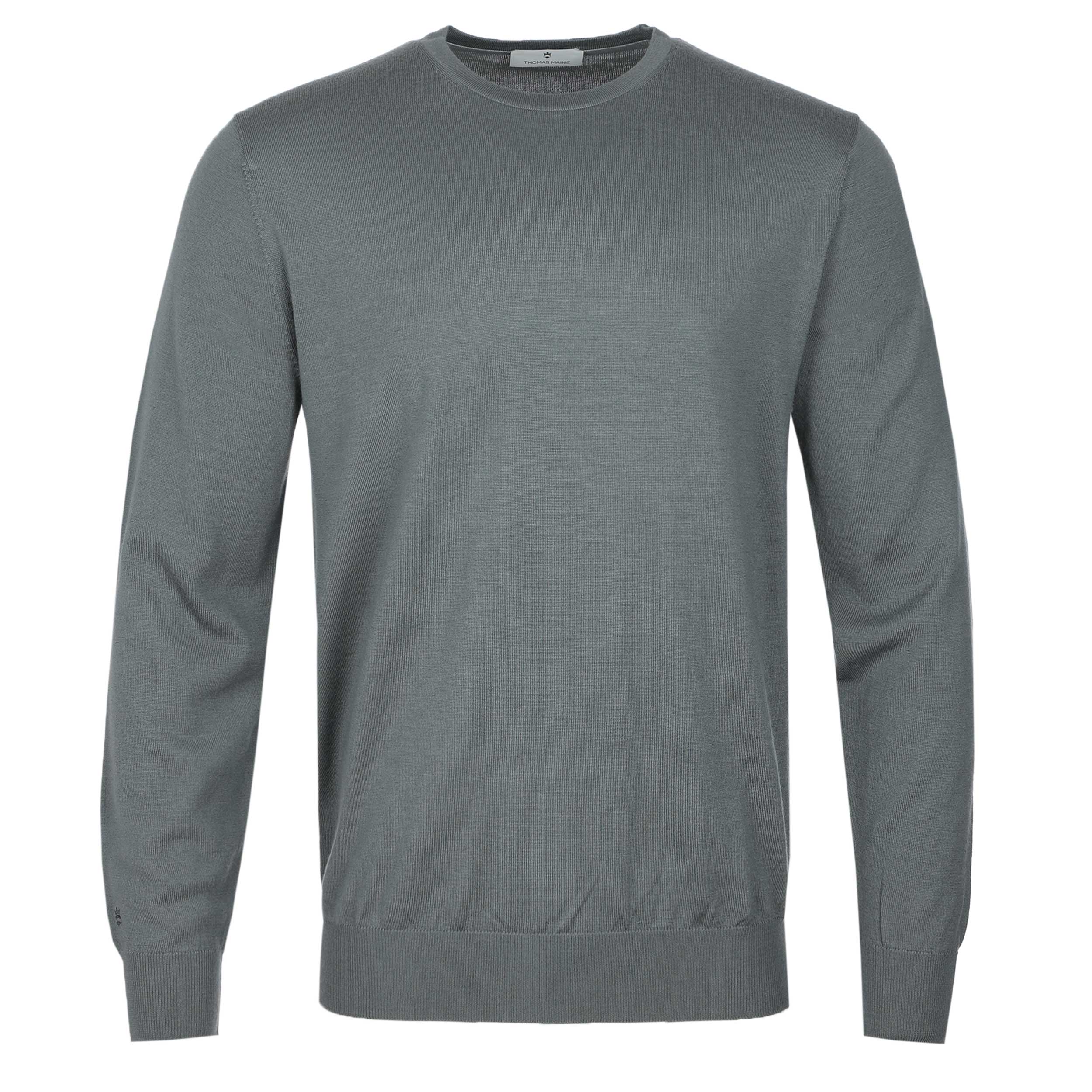 Thomas Maine Crew Neck Knitwear in Sage Green