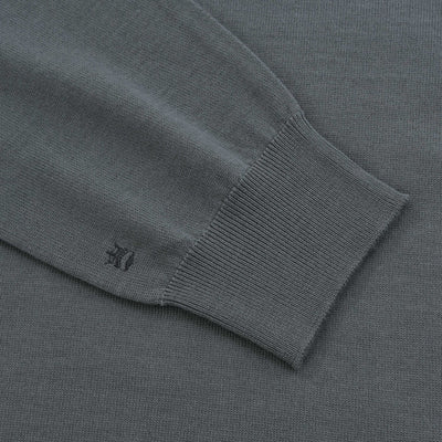 Thomas Maine Crew Neck Knitwear in Sage Green Cuff