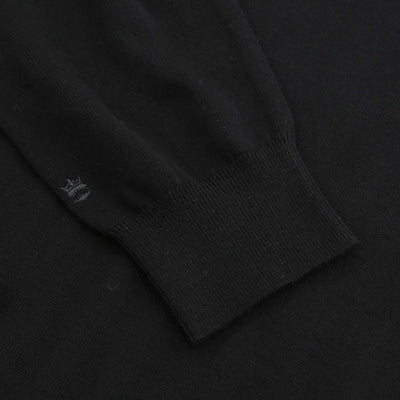 Thomas Maine Zip Knit Merino Polo in Black Logo