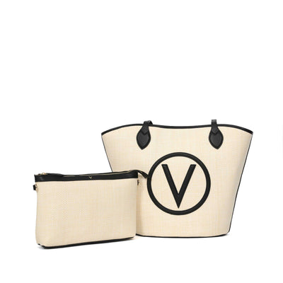 Valentino Bags Covent Ladies Beach Bag in Natural & Black