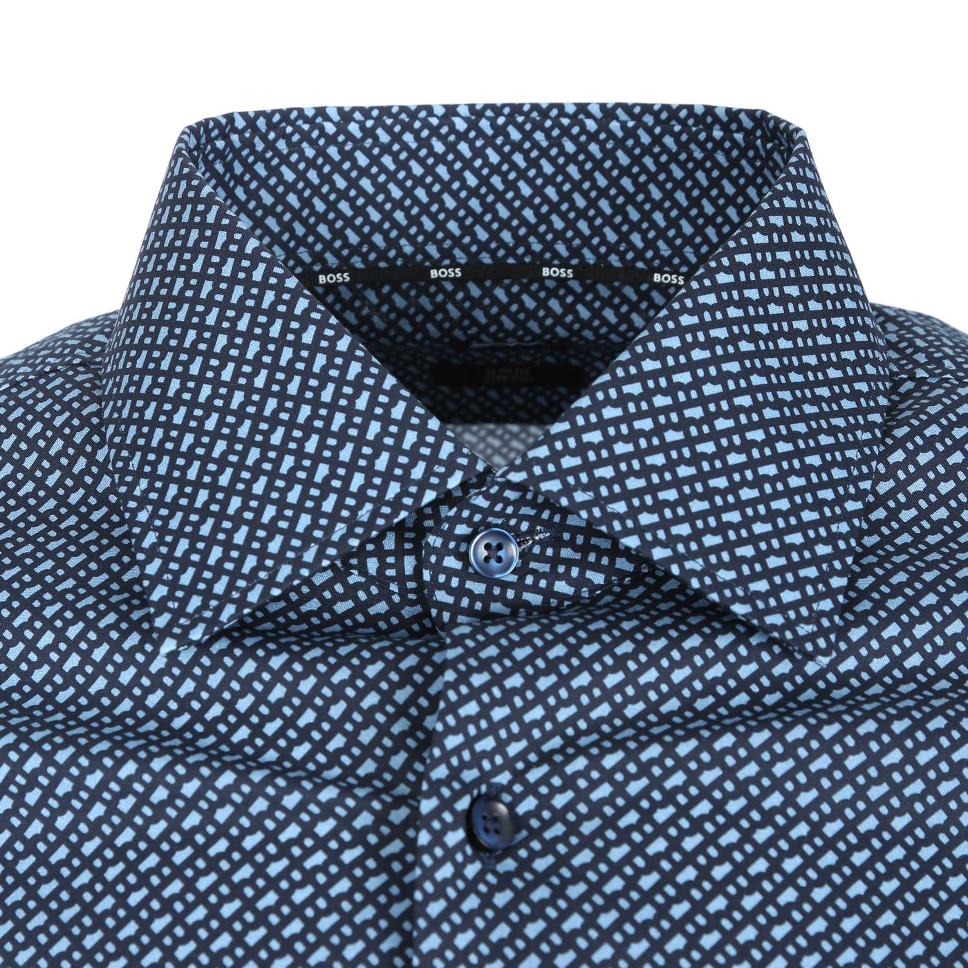 BOSS H Hank Kent C1 214 Shirt in Navy Print Collar