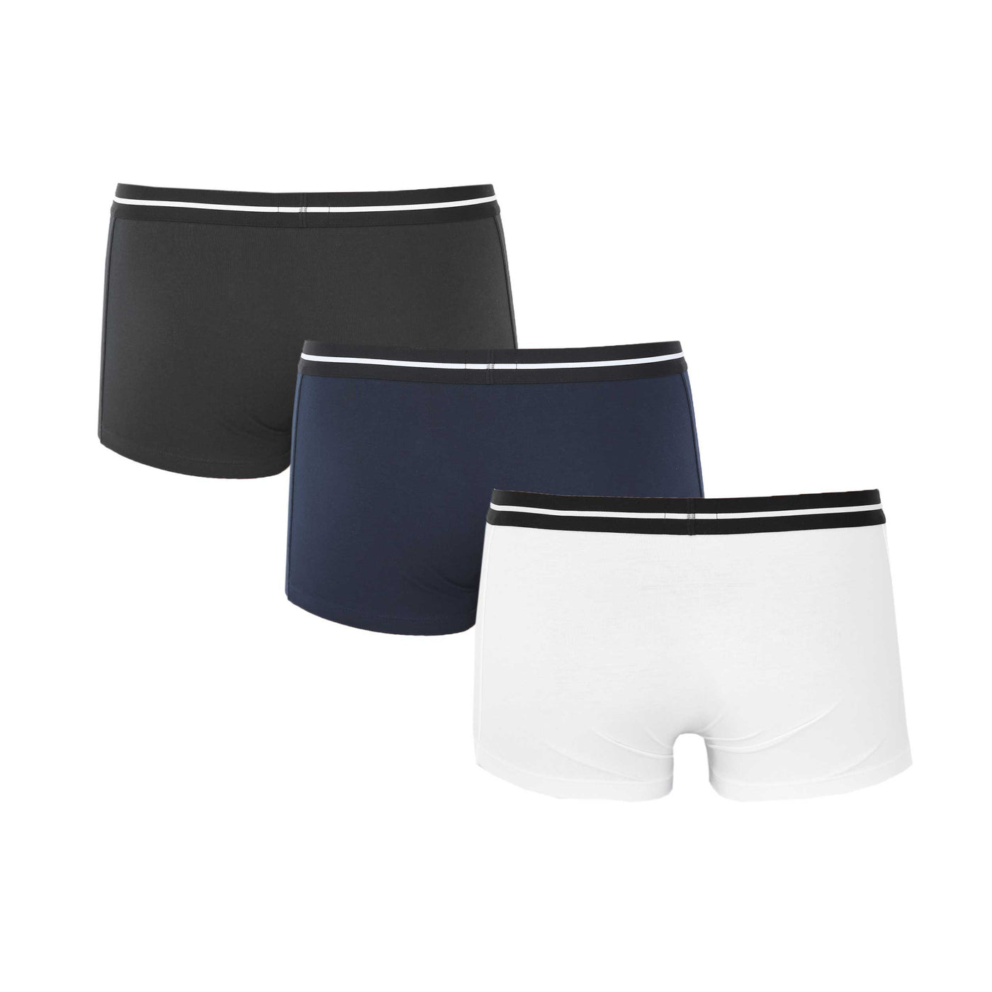BOSS Trunk 3P Bold Underwear in Black, Navy & White Back
