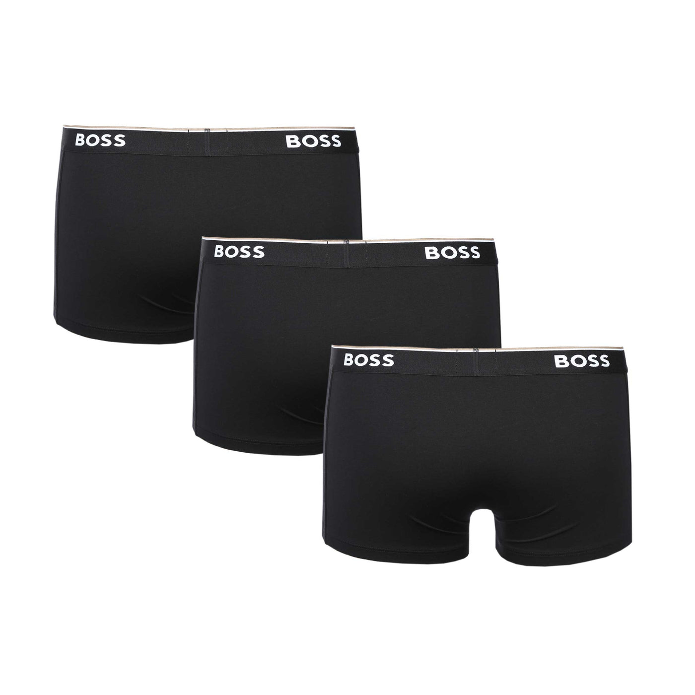 BOSS Trunk 3P Power Underwear in Black with Black Band Back