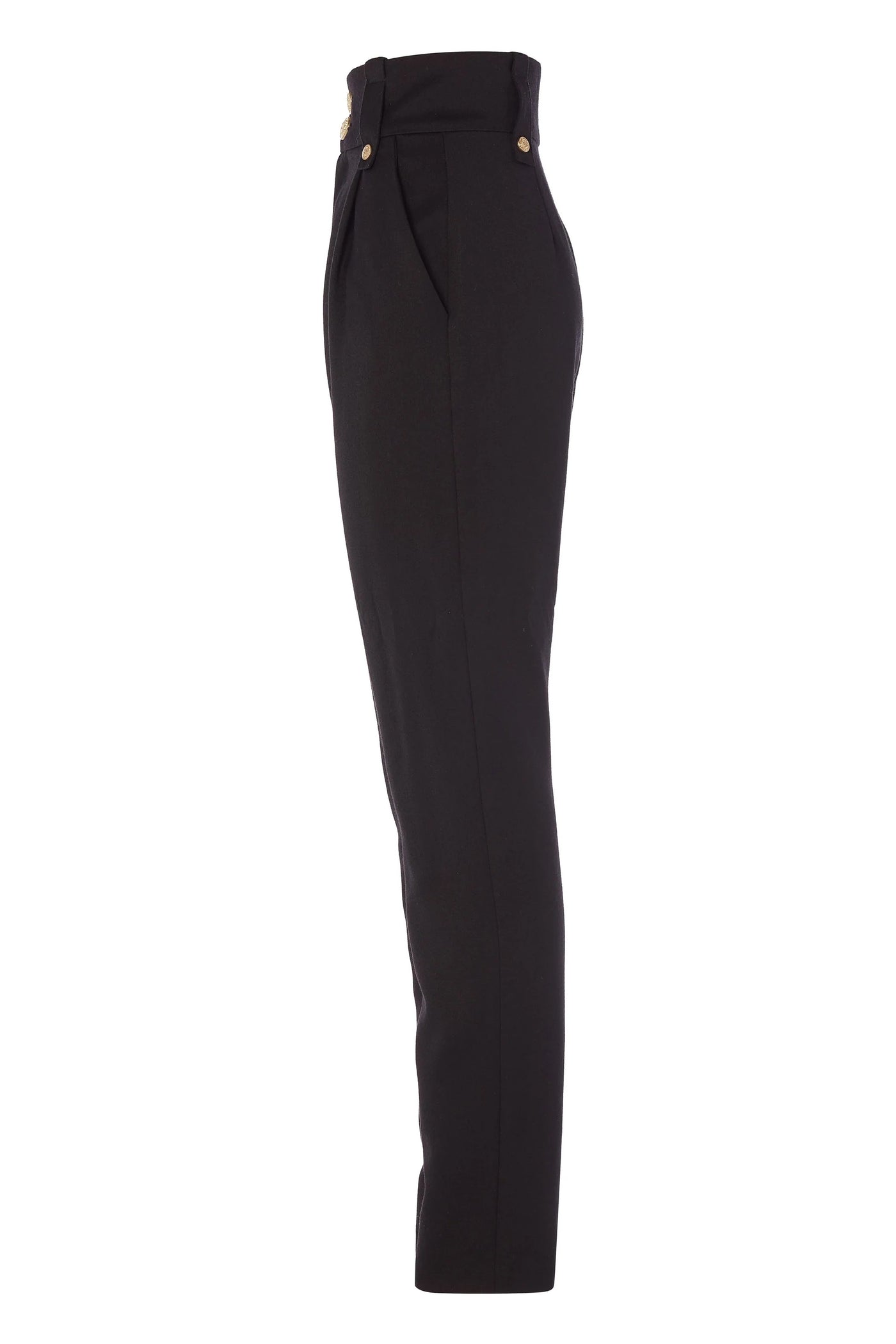 Holland Cooper High Waisted Peg Trouser in Black Barathea Side