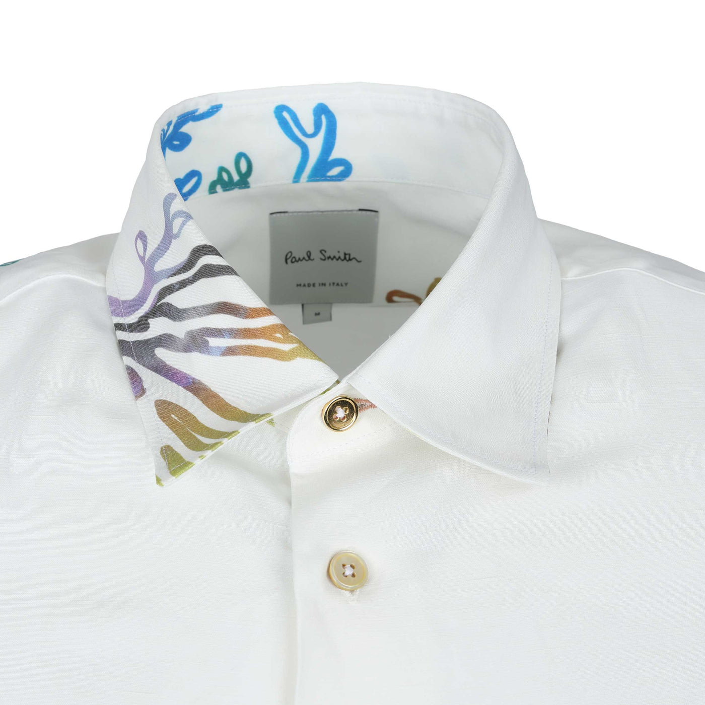 Paul Smith Coral Print Shirt in White Collar