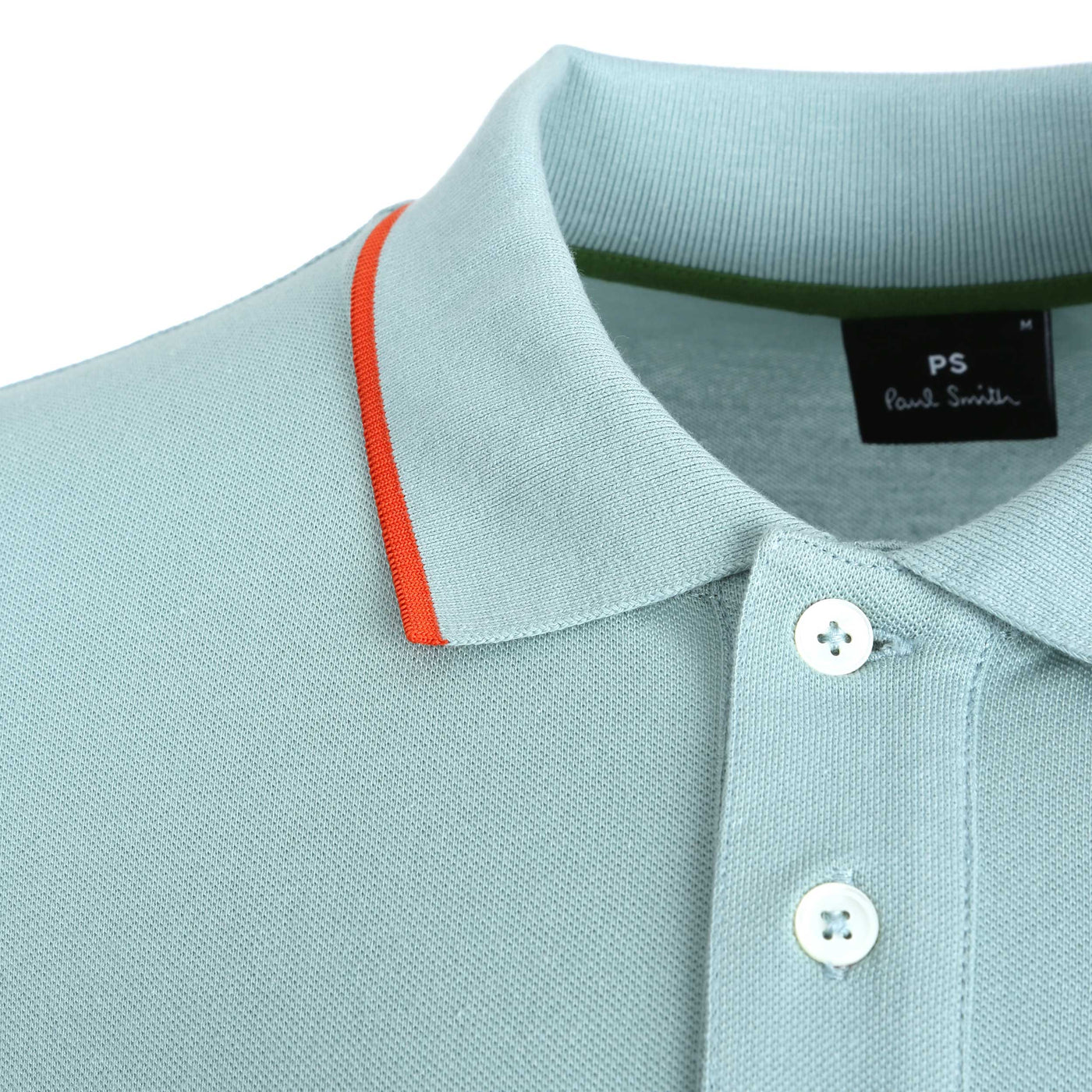 Paul Smith Zebra Badge Collar Trim Polo Shirt in Duck Egg Blue