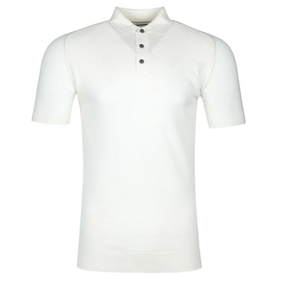 Remus Uomo Waffle Knitted Polo Shirt in White