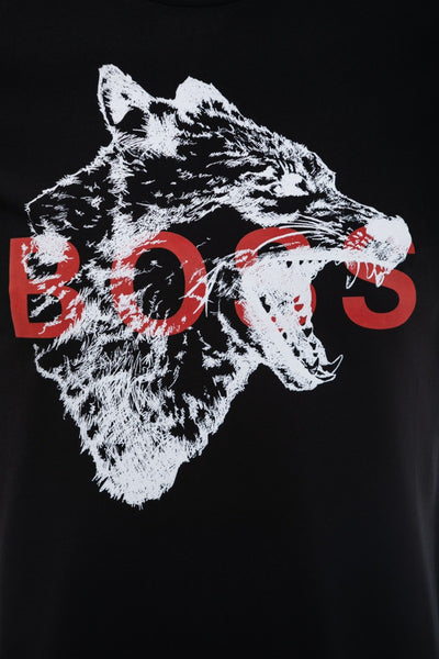 BOSS Tdraw T-Shirt in Black Wolf Design
